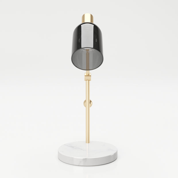 PLAYBOY - Tischlampe "AMBER" mit grauem Glasschirm, Marmorfuss und goldenem Metallgestell, Retro-Design,Lampen - playboy
