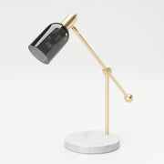 PLAYBOY - Tischlampe "AMBER" mit grauem Glasschirm, Marmorfuss und goldenem Metallgestell, Retro-Design,Lampen - playboy