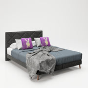 PLAYBOY - Boxspringbett "AUDREY", 180x200, Samtstoffbezug mit Diamond Stitching, inkl Topper und Matratze, anthrazit,Bett - playboy