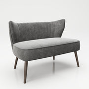 PLAYBOY - Sofa "KELLY" gepolsterter Loveseat mit Rückenlehne, Samtstoff in Grau mit Massivholzfüsse,Sofas & Ottomane - playboy