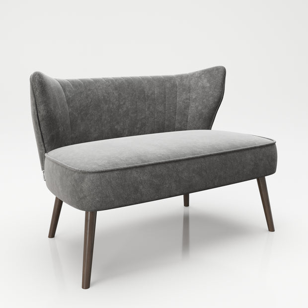 PLAYBOY - Sofa "KELLY" gepolsterter Loveseat mit Rückenlehne, Samtstoff in Grau mit Massivholzfüsse,Sofas & Ottomane - playboy