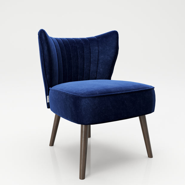 PLAYBOY - Sessel "HOLLY" gepolsterter Lounge-Stuhl mit Rückenlehne, Samtstoff in Blau mit Massivholzfüsse, Retro-Design,Sessel & Sitzhocker - playboy