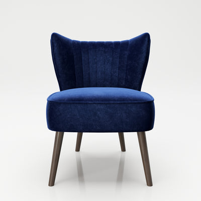 PLAYBOY - Sessel "HOLLY" gepolsterter Lounge-Stuhl mit Rückenlehne, Samtstoff in Blau mit Massivholzfüsse, Retro-Design,Sessel & Sitzhocker - playboy