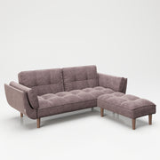 PLAYBOY - SET Sofa mit Fussablage "SCARLETT" gepolsterte Couch mit Bettfunktion, Samtstoff in Rosa mit Massivholzfüsse, Retro-Design,Sofas & Ottomane - playboy