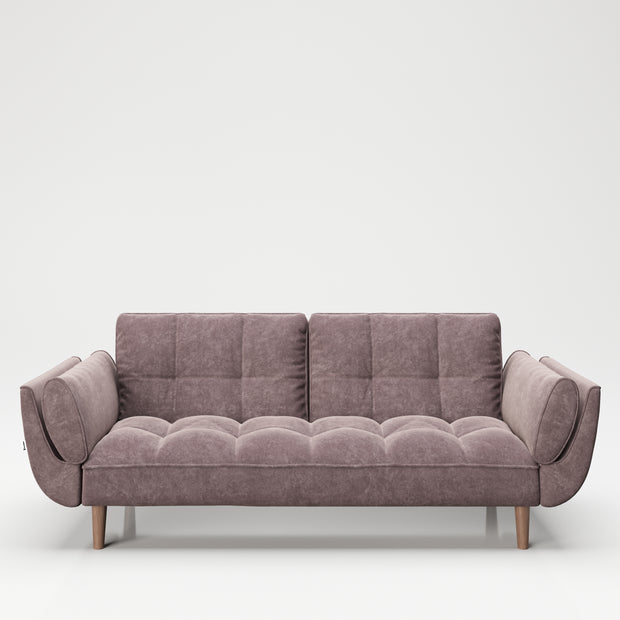 PLAYBOY - SET Sofa mit Fussablage "SCARLETT" gepolsterte Couch mit Bettfunktion, Samtstoff in Rosa mit Massivholzfüsse, Retro-Design,Sofas & Ottomane - playboy