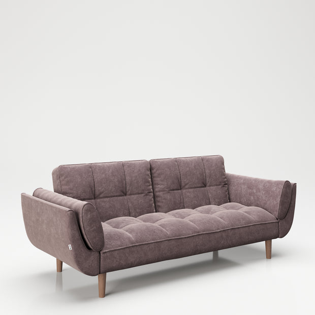 PLAYBOY - Sofa "SCARLETT" gepolsterte Couch mit Bettfunktion, Samtstoff in Rosa mit Massivholzfüsse, Retro-Design,Sofas & Ottomane - playboy