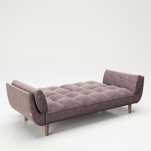 PLAYBOY - Sofa "SCARLETT" gepolsterte Couch mit Bettfunktion, Samtstoff in Rosa mit Massivholzfüsse, Retro-Design,Sofas & Ottomane - playboy