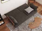 PLAYBOY - Sofa "SYLVIE" gepolsterte Couch mit Bettfunktion, Samtstoff in Grau , Retro-Design - playboyhome.de
