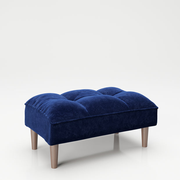 PLAYBOY - Ottoman "SCARLETT" gepolsterte Fussablage passend zum Sofa, Samtstoff in Blau mit Massivholzfüsse, Retro-Design,Sofas & Ottomane - playboy