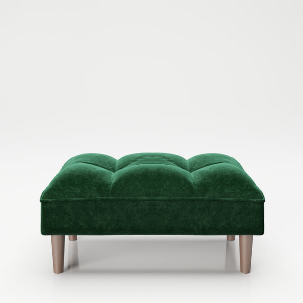 PLAYBOY - SET Sofa mit Fussablage "SCARLETT" gepolsterte Couch mit Bettfunktion, Samtstoff in Grün mit Massivholzfüsse, Retro-Design,Sofas & Ottomane - playboy