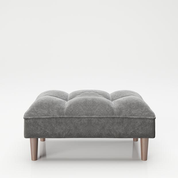 PLAYBOY - Ottoman "SCARLETT" gepolsterte Fussablage passend zum Sofa, Samtstoff in Grau mit Massivholzfüsse, Retro-Design,Sofas & Ottomane - playboy