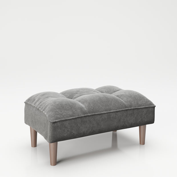 PLAYBOY - Ottoman "SCARLETT" gepolsterte Fussablage passend zum Sofa, Samtstoff in Grau mit Massivholzfüsse, Retro-Design,Sofas & Ottomane - playboy