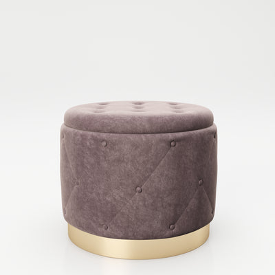 PLAYBOY - Pouf "LIZ" gepolsterter Sitzhocker mit Stauraum, Samtstoff in Rosa und Chesterfield-Optik, goldener Metallfuss, Retro-Design,Sessel & Sitzhocker - playboy