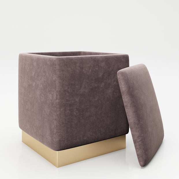 PLAYBOY - eckiger Pouf "BETTY" gepolsterter Sitzhocker mit Stauraum, Samtstoff in Rosa, goldener Metallfuss, Retro-Design,Sessel & Sitzhocker - playboy