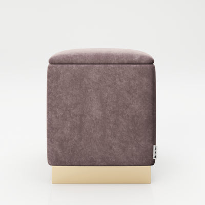 PLAYBOY - eckiger Pouf "BETTY" gepolsterter Sitzhocker mit Stauraum, Samtstoff in Rosa, goldener Metallfuss, Retro-Design,Sessel & Sitzhocker - playboy