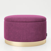 PLAYBOY - ovaler Pouf "ROSANNE" gepolsterter Sitzhocker mit Stauraum, Samtstoff in Lila, goldener Metallfuss, Retro-Design,Sessel & Sitzhocker - playboy