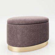 PLAYBOY - ovaler Pouf "ROSANNE" gepolsterter Sitzhocker mit Stauraum, Samtstoff in Rosa, goldener Metallfuss, Retro-Design,Sessel & Sitzhocker - playboy