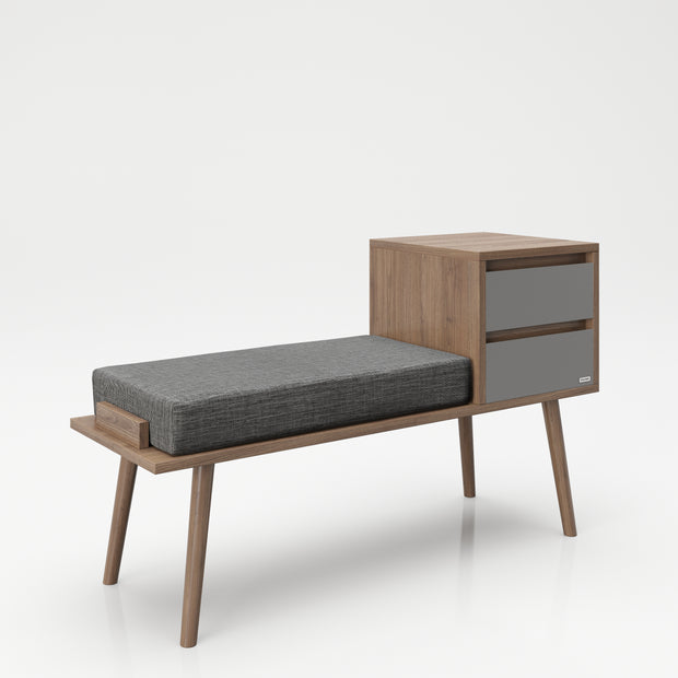 PLAYBOY - Sitzbank "MONIQUE" mit 2 Schubladen und Sitzkissen, Walnuss-Dekor, Retro-Design,Sitzbank - playboy