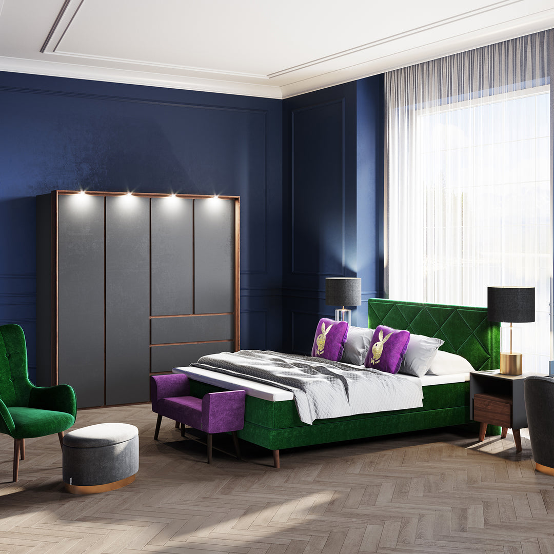 playboy kuscheldecke, tagesdecke, kolter, premium-mircofaser, grau