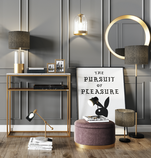 PLAYBOY - ovaler Pouf "ROSANNE" gepolsterter Sitzhocker mit Stauraum, Samtstoff in Rosa, goldener Metallfuss, Retro-Design,Sessel & Sitzhocker - playboy